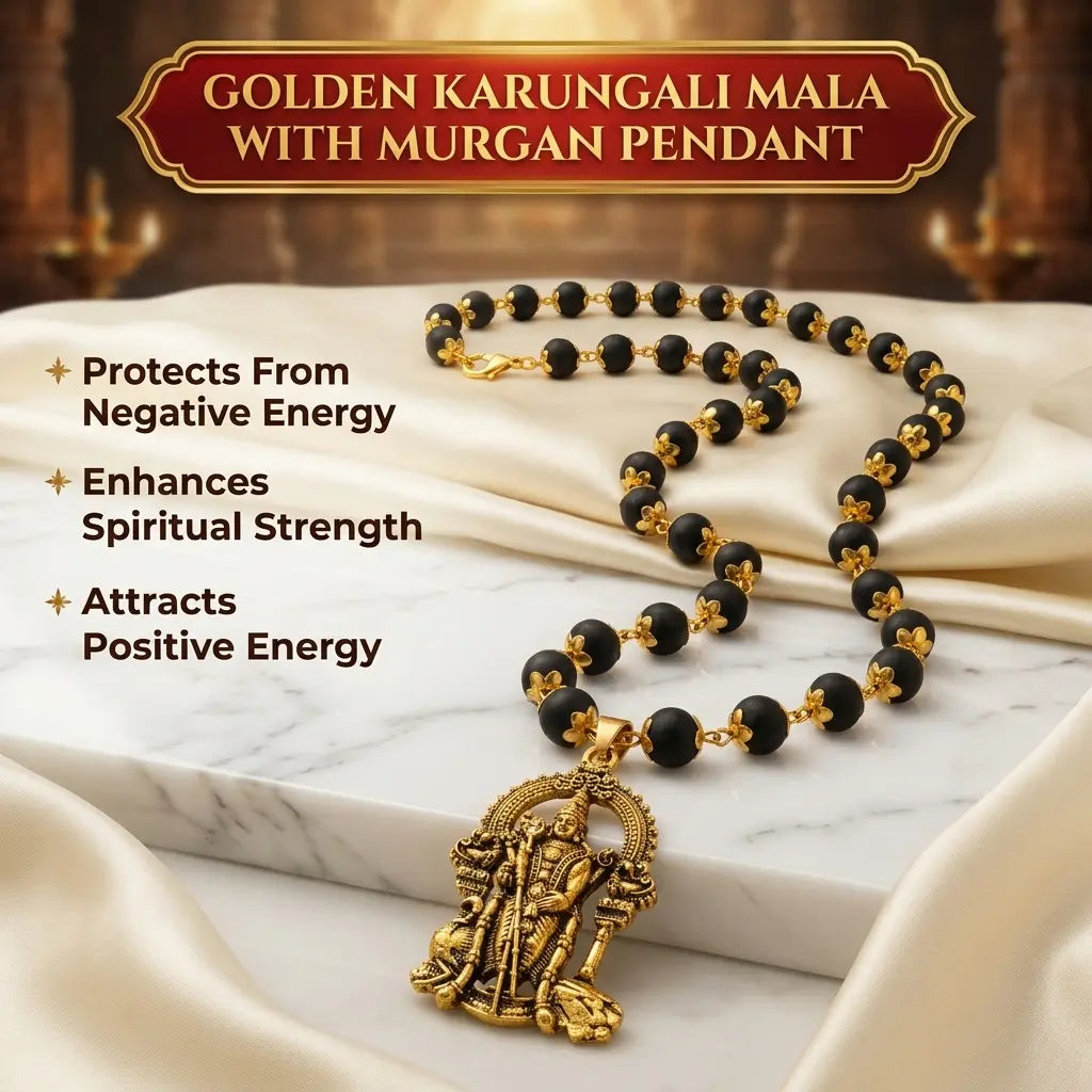 Golden Karungali Mala with Murgan Pendant