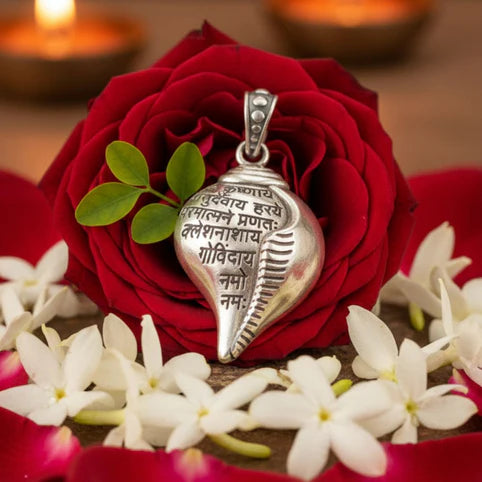 Krishna Vasudevaya Mantra Shankh Pendant Necklace