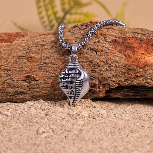 Krishna Vasudevaya Mantra Shankh Pendant Necklace