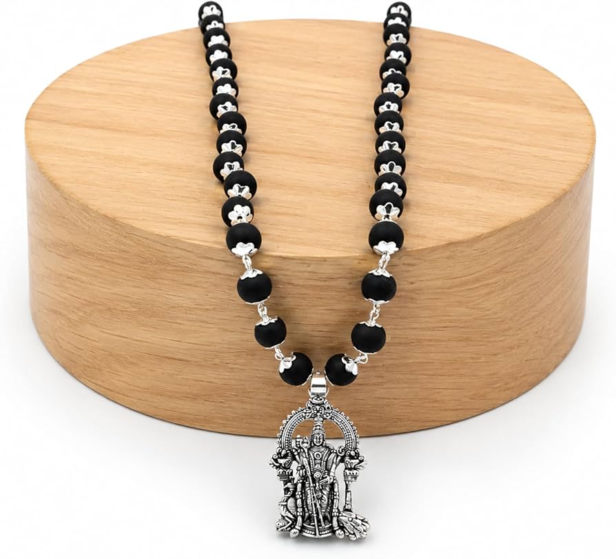 Karungali Malai with Silver Murugan Pendant