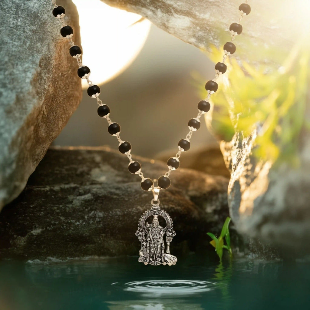 Karungali Malai with Silver Murugan Pendant